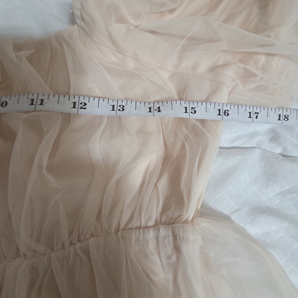 Soft Pink Tulle Puff Sleeve Babydoll  Dress Size L - Picture 9 of 10